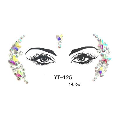 China Fashion Masquerade Face Decoration Tattoo Stickers Acrylic Resin Fake Stones Eyebrow Temporary Forehead Diamond Sticker Jewel Party Makeup for sale