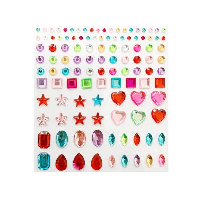 China Cute Self Adhesive Acrylic Sticker Gem Sticker Kids Gifts Colorful Fake Stone Temporary Hot Candy For Sale Lovely for sale