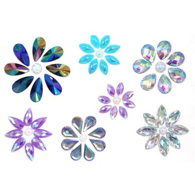 China Party Makeup Masquerade Face Body Jewelry Eyebrow Forehead Resin Diamond Sticker Colorful Flower Tattoo Temporary Stickers for sale