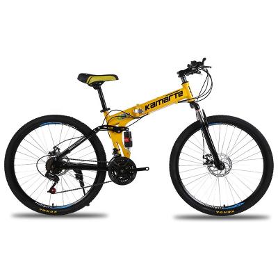 China Factory Supply Tower 26 Folding Steel Mountain Bike Double Inch Folding Disc Brake Mountain Bike 21 Speed for sale