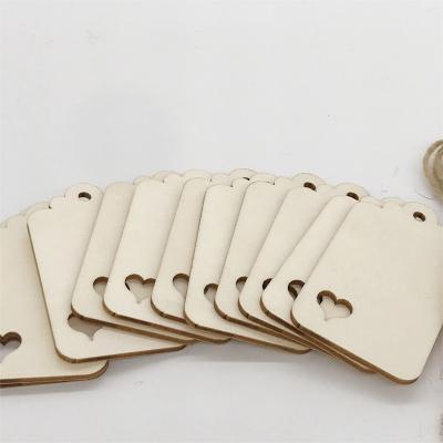 China Europe White Unfinished Rectangle Wooden Hanging Tags For Gift Wedding Gift Tags With Rope for sale