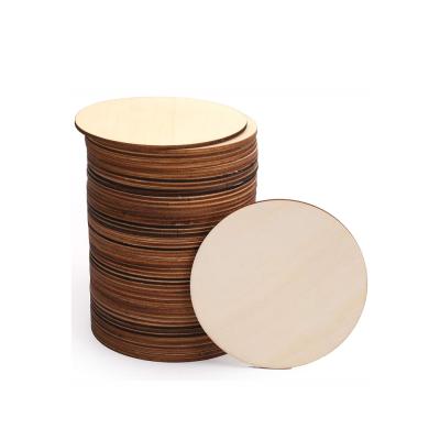 China Europe New Arrivals Farmhouse Decor Round Woood Chips Wooden Cutout Circle For Crafts for sale