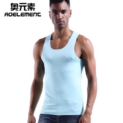 China QUICK DRY Mens Ice Silk Shirt O-Neck Push-up Sports Stretch Non-trace Seamless Wholesale Ice Silk V-Neck Mens Sleeveless Tank Tops for sale