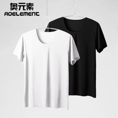 China Breathable Men's Ice Silk Traceless Half Sleeve T-Shirt Round Neck Half Sleeve Short Sleeve White Top Garment Slim Fit Inner for sale