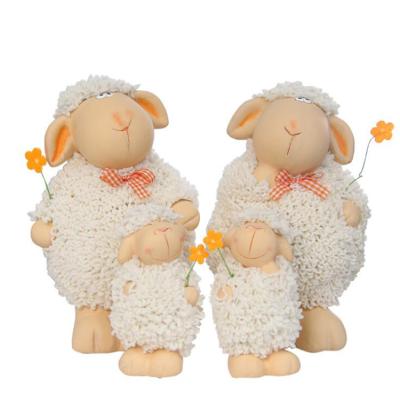 China China Home Decor Ceramics 2 Pcs Sheep One Piece Decorative Costume Ornaments Display for sale