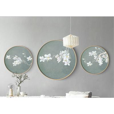 China Morden living room restaurant solid wood round frame decorative painting for sale