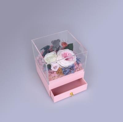 China Custom Flower Box Acrylic Transparent Clear Crystal Gift Box Display Case for sale