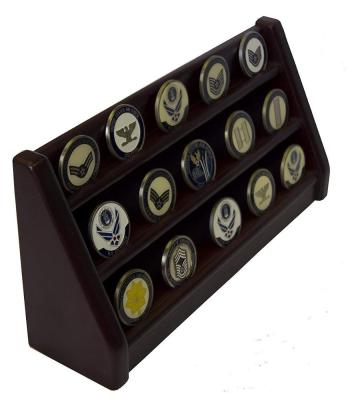 China Wood 3 Rows Shelf Challenge Coin Holder Display Casino Chips Holder Solid Wood for sale