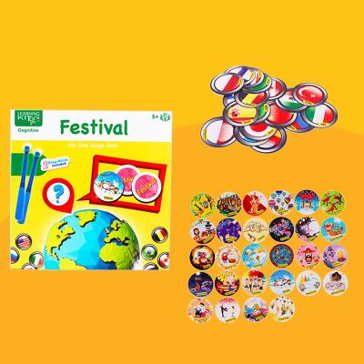 China Toys 2022 Pop Montessori Toys Learning Countries and Festivals Matching Game with Slap-Stick 27.0*27.0*5.3cm for sale