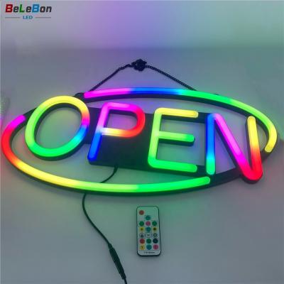 China Custom Indoor Outdoor Full Color Electronic Neon OPEN Sign Board Easy Installation Factory Wholesale Price Bestselling RGB LED Sign Board Kit For Store for sale