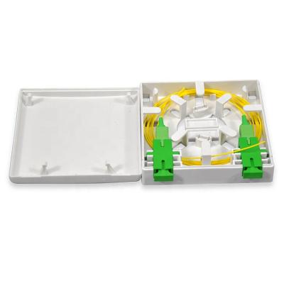 China FTTH Faceplate Indoor ABS SC APC Rosette Mini Desktop Box 2 Cores Fiber Optic Terminal Box for sale