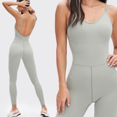 China Gym Activewear Alibaba B2B Supplier Wholesale Light Gray Woman Sport One Piece Breathable Yoga Overalls for sale