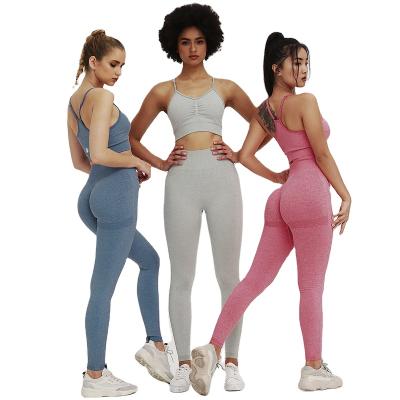 China Manufacturer New Yoga Seamless breathable yoga direct sports bra set gym leggings sports suit for women for sale