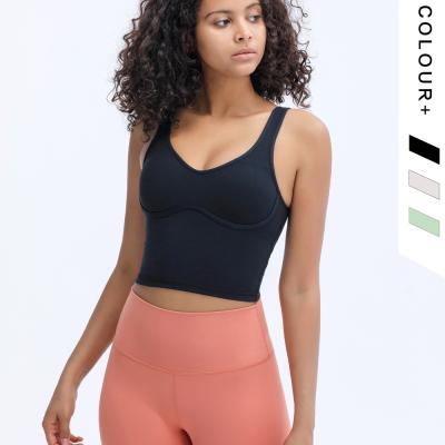 China Hot Sales High Quality Breathable Fitness Crop Tops Sleeveless Shirts Sports Invest Women Tank Top Gym Crop Top for sale