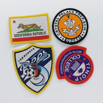 China Sustainable New Design Machine Iron-on Woven Patch With Hook And Loop for sale