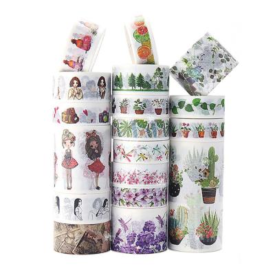 China Mini DIY Decoration Waterproof Planner Washi Tape Cartoon Ribbons Rolls School Stationery Scrapbooking Supplies for sale