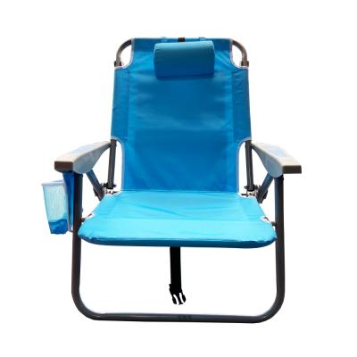 China Modern Custom Adjustable Outdoor Aluminum, Lightweight Backpack Portable Folding Outdoor Beach Camping Chair With Pillow Cooler Pocket for sale