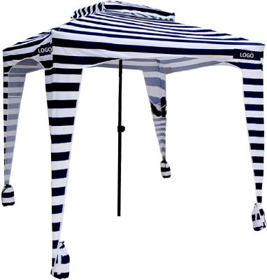 China Newest Modern Sunshade 6 Feet, Custom Large Square Navy Stripe Waterproof Tent Gazebo Beach Hut With Legs Pocket for sale