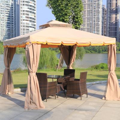 China Modern Furniture Large Double Soft Top, Garden Gazebos Modern Aluminum Metal Outdoor Gazebos Cover Waterproof Mesh Curtain/ Fabric Canvas for sale