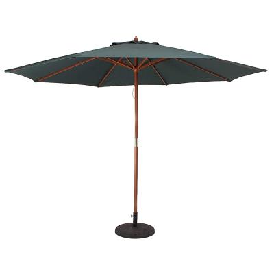 China UV Protection Center Pole Wooden Garden Umbrella, 9 Feet Diameter With Base for sale