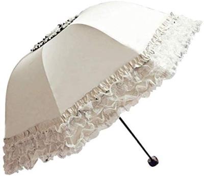 China Folding White Lace Dome Parasol, Hotel Wedding Umbrella Light Weight Portable Parasols UV Waterproof Windproof Ladies Anti Outdoor for sale