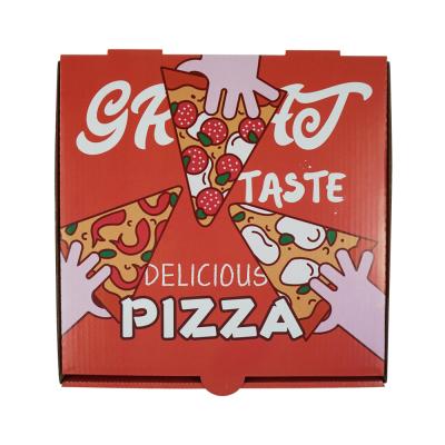 China Wholesale handmade red disposable pizza box pizza stain plus logo7/8/9/10/12 inch thickened wavy cowhide for sale