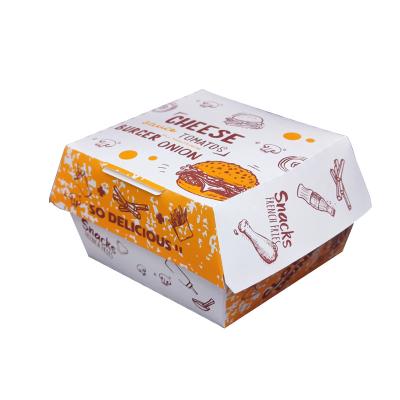 China Bestseller Recyclable Stain Free Burger Box Red Yellow Optional Discount Food Box for sale