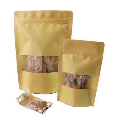 China Recyclable Customized Logo Zipper Sealing And Processing Zipper Top Brown Kraft Paper Food Bag for sale