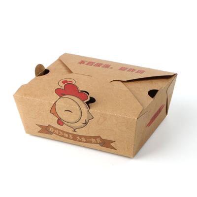 China Customized Disposable Kraft Paper Disposable Food Packaging Take Away Paper Box for sale