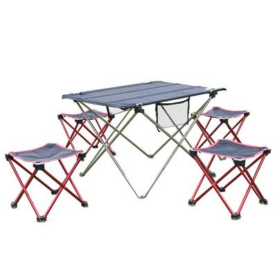 China Traditional Desert Fox Camping Folding Table With Chair Picnic Fishing BBQ Stools Aluminum Alloy Light Weight DIY Outdoor Table Chair Set for sale