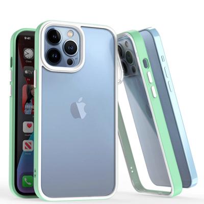 China Shockproof Ultra Thin 2 in 1 Candy Color Back Body Hard PC Anti-Scratch Shockproof Cover Crystal for iphone 11 pro mini case 12 13 Clear for sale