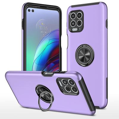 China Wholesale Shockproof 2 in 1 Shockproof Ring Magnetic Car Mount Kickstand tpu PC Phone Case For Motorola Moto G100 for sale