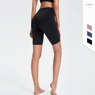 China Custom Breathable Yoga Wear Activewear Women Short Pants Elastic Band Shorts Ribbed Thigh Stretching Booty But Tight Gaiters For Women for sale