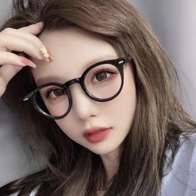 China DOISYER Optical Frame Customized 45mm Glasses Round PC Frame Transparent Unisex Glasses Blue Light Filter for sale