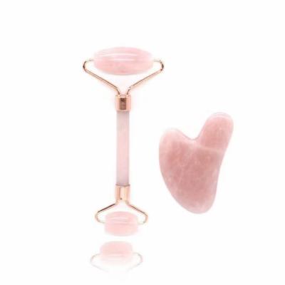 China Hot Selling Anti-Aging Pink Rose Quartz Jade Face Amazon Jade Roller Private Label Facial Massager Roller For Face for sale