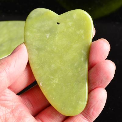 China Face Muscle Relax Gua Sha Massage Face Jade Guasha Tools Scraper Green Rose Quartz Jade Guasha Board Scraper Tool for sale