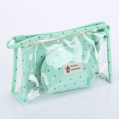 China 2022shoppe high quality PVC 3pcs cosmetic bag cheap clear velvet makeup drawstring bag makeup bag online for sale