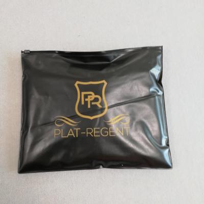 China BIODEGRADABLE Hot Sale Black Color PVC Storage Bag Garment Zipper Cosmetic Bag Custom Printing Plastic Bag for sale