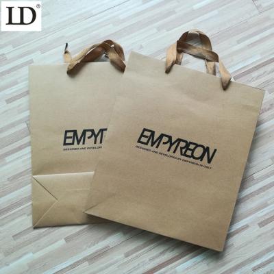 China Recyclable High Quality Kraft Paper Your Logo Printed Craft Shopping Gift Packing Kraft Paper Bag for sale