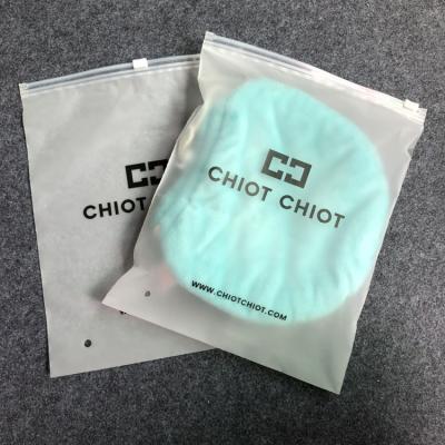 China Security Logo Printing Slide Matte Custom/Poly Apparel Biodegradable Clear T-shirt Bag Plastic Zipper Frosted Zipper Bag With Own Logo for sale