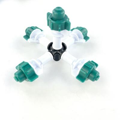 China Plastic Hot Sale Fogger Five outlets Mist Nozzle Irrigation Mini Sprinkler For garden greenhouse Irrigation for sale