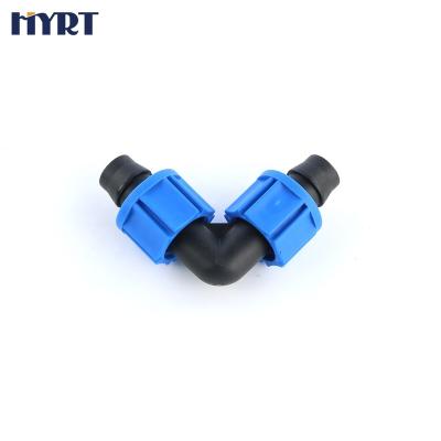 China Anti-stress 16mm irrigation lock offtake elbow plastic fitting coupling connector for sale