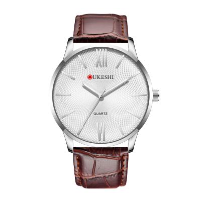 China Brand Automatic Date Watch UKESHI Men's Business Casual Dress Roman Numeral Belt Watch for sale