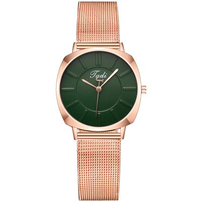 China Date 2021 New Metal Mesh Strap Automatic Pure Colors Dial Ladies Fashion Fashion Business Quartz Watch for sale