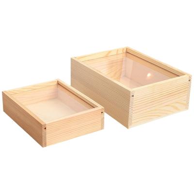 China High quality natural china wood pine wood box with lid for sale