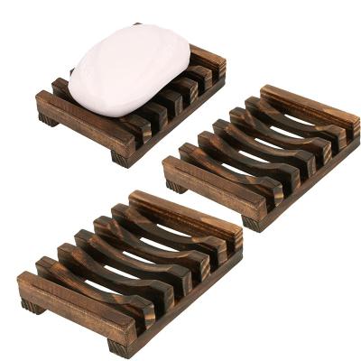 China Natural Material Wooden Soap Box Dish Drain Bath Soap Holder For Bathroom for sale