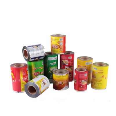 China Moisture proof custom printed plastic bopp aluminum foil food snack coffee cup seal film pet sealing film roll packaging with logo for sale