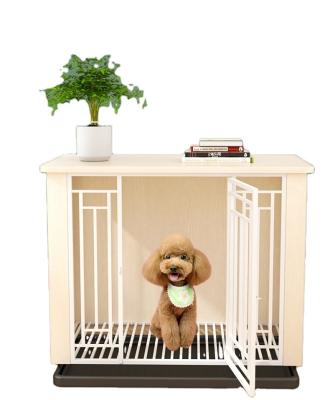 China Small Wooden Dog Cage Dog Cage Breathable Solid Wood Medium Dog With Toilet Partition Pet Cage Villa for sale