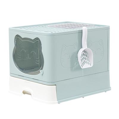 China Self Cleaning Sustainable Litter Bin For Cats Around Large Cat Litter Box Plastic Cat Litter Bin for sale