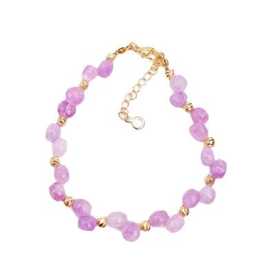 China FASHIONABLE Handmade Natural Irregular Beaded Bracelet Stone Candy Gold Color Beads Strand Charm Bracelets For Women for sale